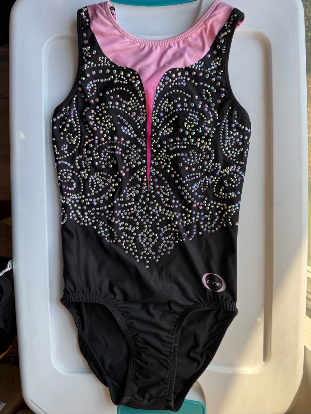 Ozone Youth large black and pink leotard